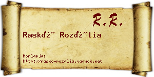 Raskó Rozália névjegykártya